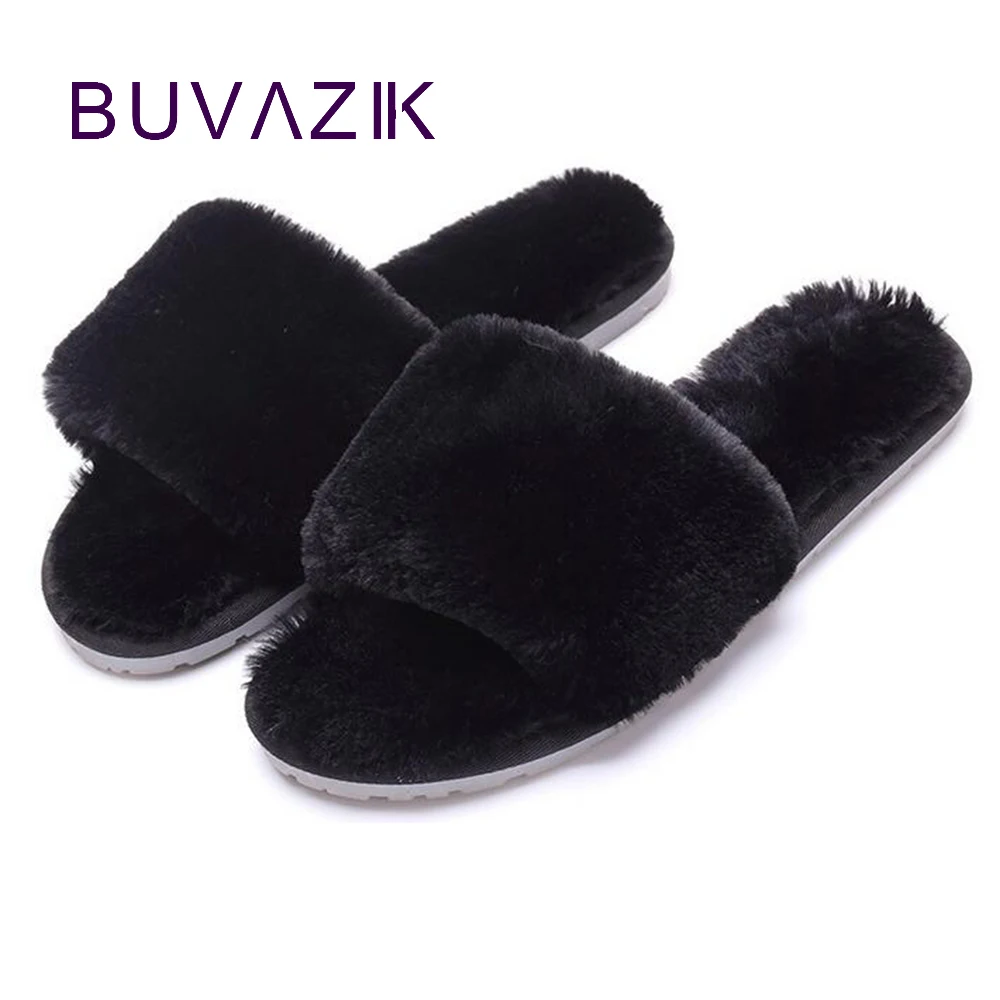 2018 Fashion Autumn women Plush Slippers warm faux fur flip Flops slip on female Shoes 2018 Fashion Autumn women Plush Slippers warm faux fur flip Flops slip on female Shoes