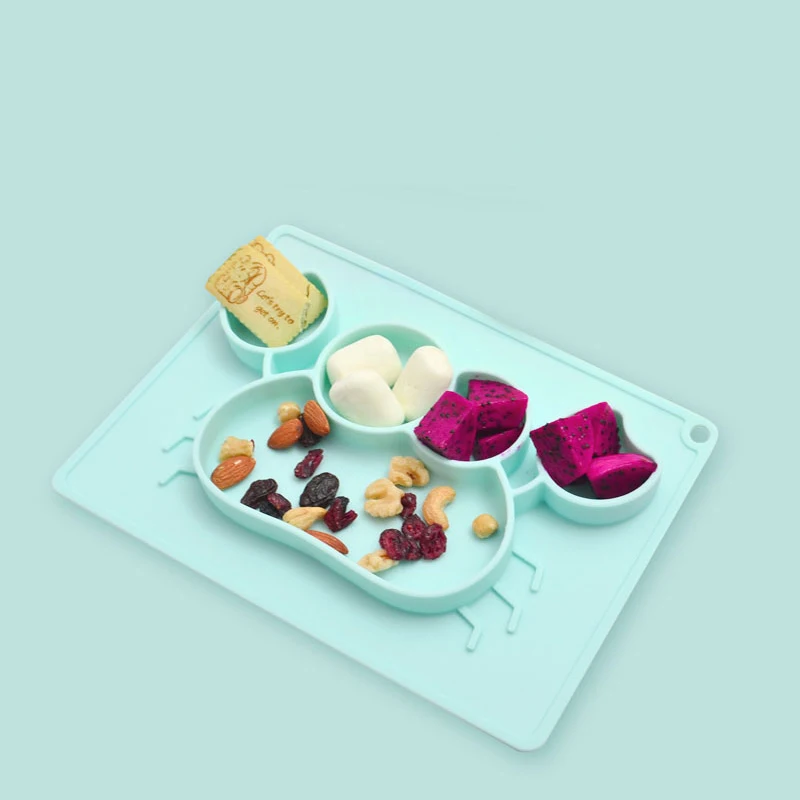 Safe Silicone Dining Plate Children Cartoon Tableware Baby Dinner Plate Kids Training Bowl for kids Suction Toddle Feeding Dishe