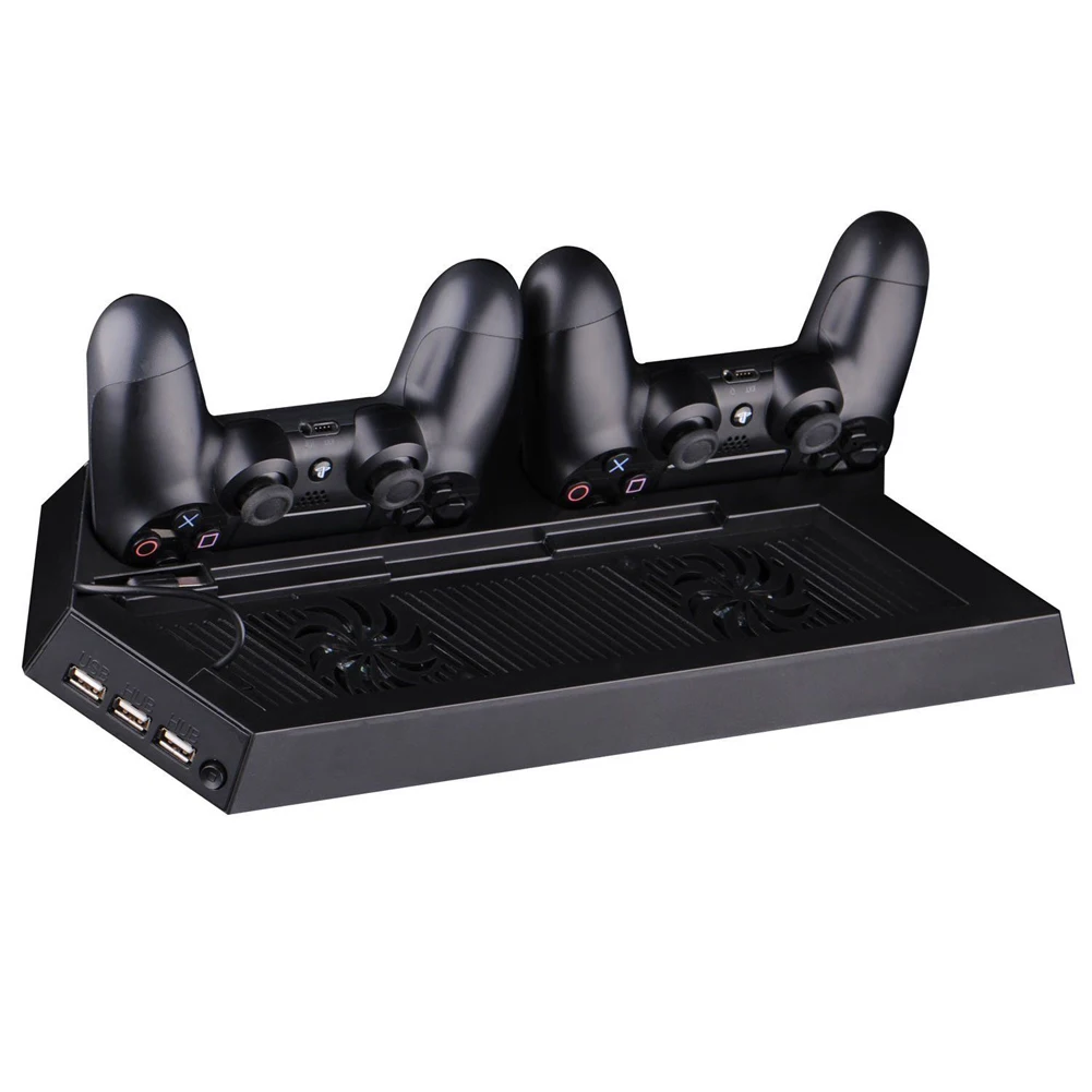  Game Console Cooling Station Vertical Gaming Cooling Stand with Dual Controller Charge Dock + USB/H