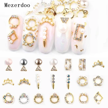

50Pcs 3D Nail Art Decorations Alloy Hollow Out Crown Round Oval Design DIY Accessories for Nails Glitters Nail Art Charms