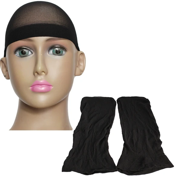 2pcs Black Unisex Stocking Wig Liner Cap Snood Nylon Stretch Hairnets Mesh 2pcs Black Unisex Stocking Wig Liner Cap Snood Nylon Stretch Hairnets Mesh