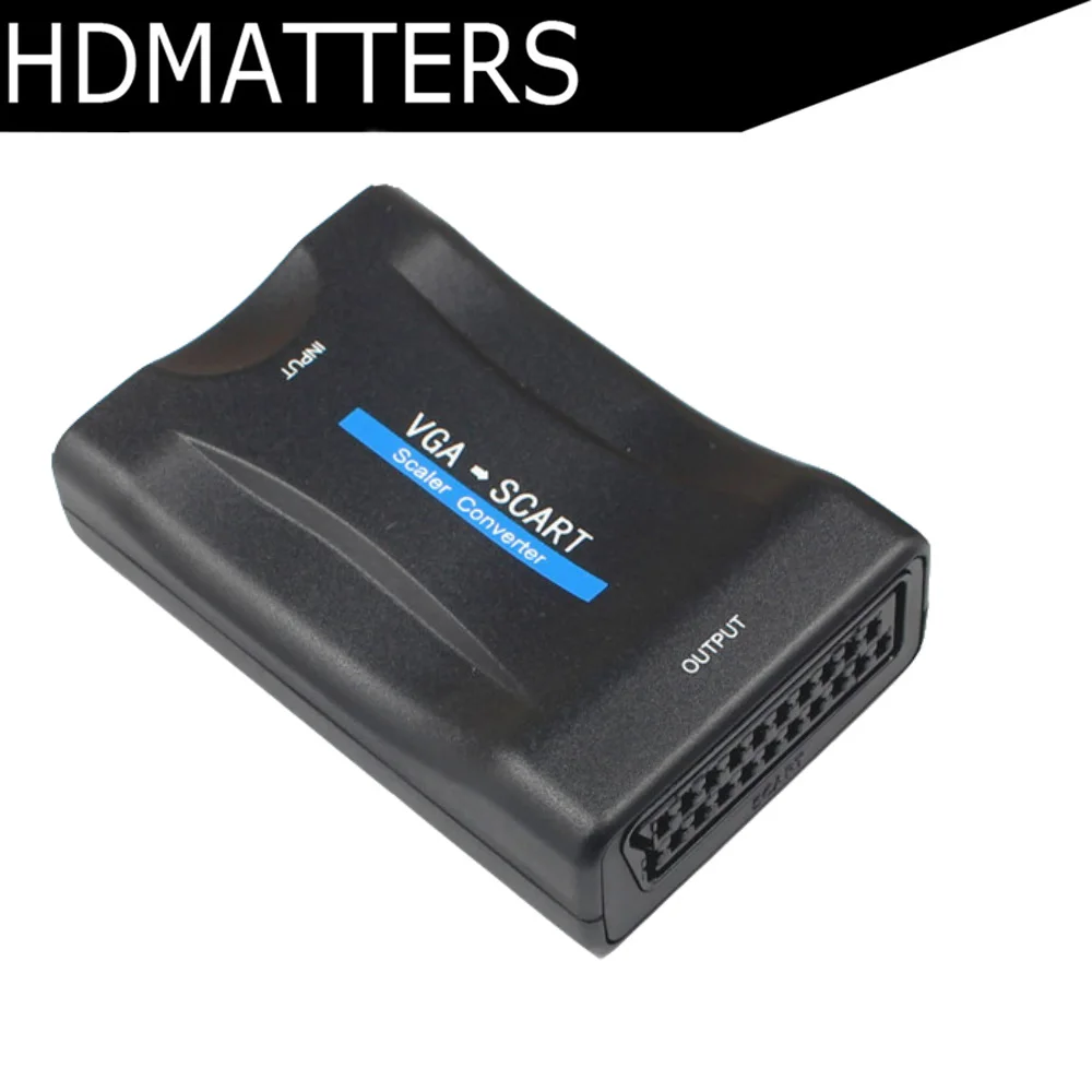 

VGA to SCART Video Audio Converter Adapter With Remote Control USB DC Power Cable