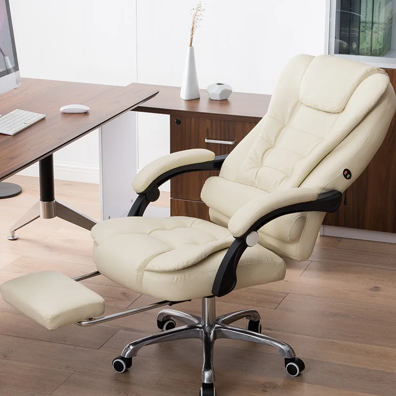  Genuine Leather Office Chair Household PU Massage Computer Chair Swivel Lift Gaming Chair Reclining