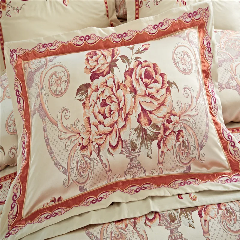 Best New 4/6/9Pcs Luxury wedding Bedding set Stain Jacquard Cotton Double King Queen size Bedspread set Duvet cover  Pillowcases 15