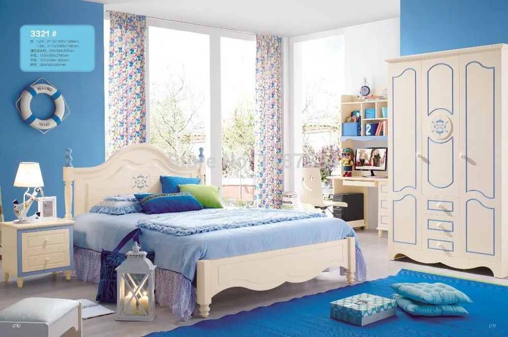 3321 Children bedroom furniture sets children bed three doors wardrobe