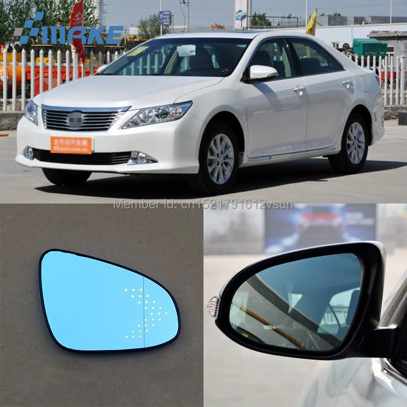 Rearview Mirror Blue Glasses LED Turn Signal with Power Heating For Honda Fit