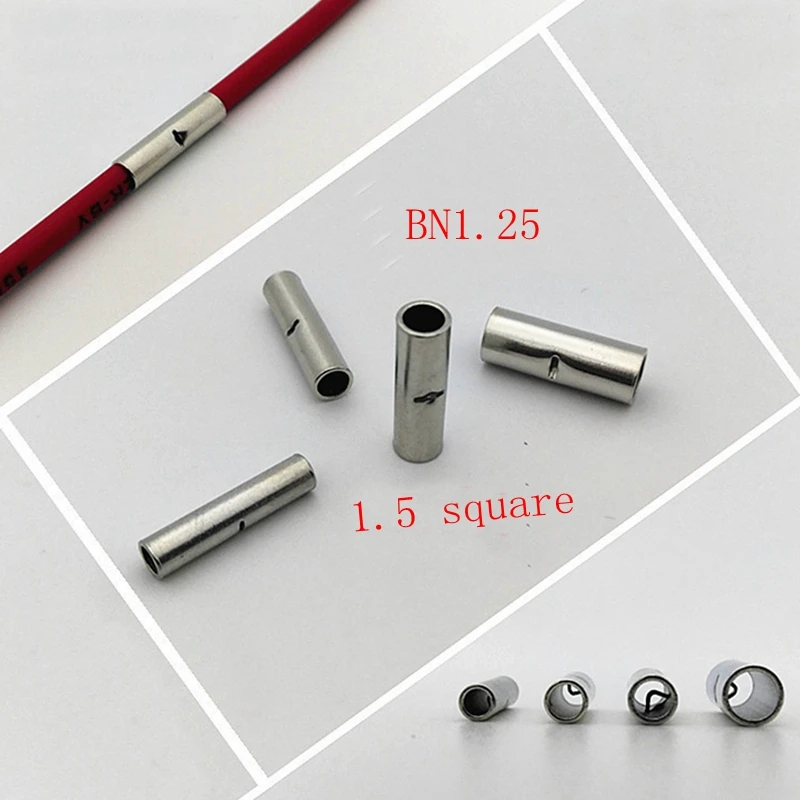 

500pcs BN1.25 wire connecting pipe 0.5- 1.5 square copper tinning junction terminal wire pressure pipe take over pipe