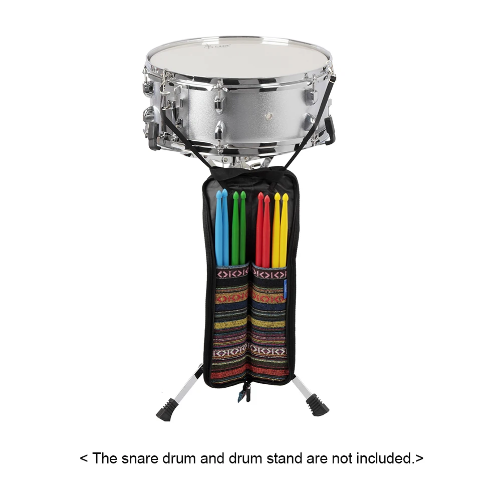 Drumstick Bag with 4 Pairs Drumsticks Special National Style Drum Stick
