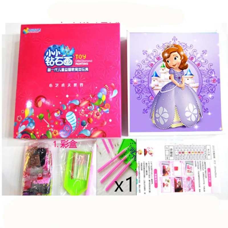 girls Frozen elsa and Anna DIY diamond to draw Toys stickers Toy snow White Princess Sophia Mickey Minnie kids baby gift