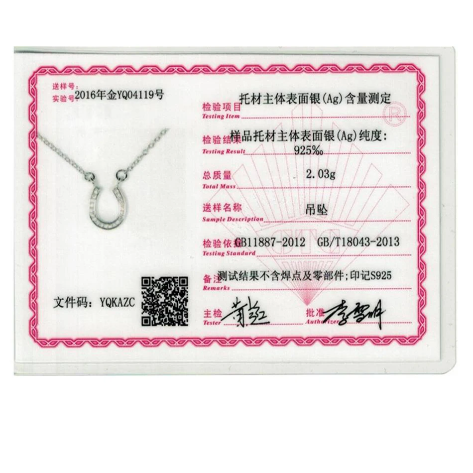 ELESHE 2019 New Fashion 925 Sterling Silver Link Chain Necklace Crystal U Shape Hook Pendant Necklace for Women Vintage Jewelry