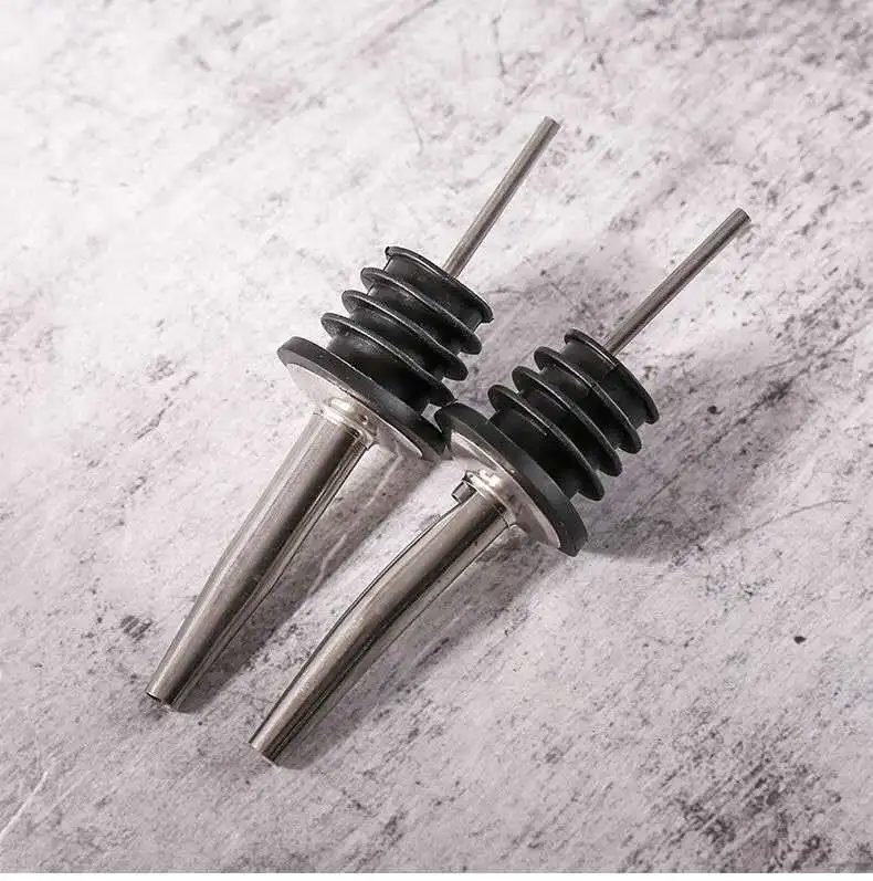 

Stainless And Silicone Wine Pourer Olive Sunflower Oil Pourer Dispenser For Bartender Vodka Cocktail Beer Bottle Stopper 2pcs