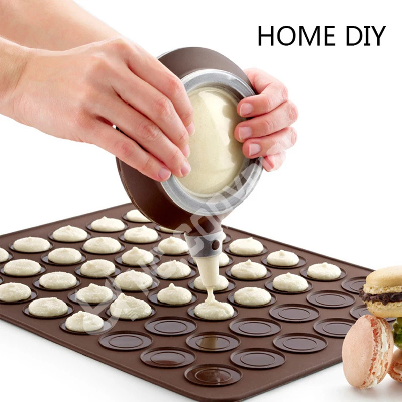 

1pcs 48 Hole Round Shape Large Macaron Macaroon Muffin Oven Baking Sheet Mat Silicone Cocina Pastry Cooking Mould Tools Dessert