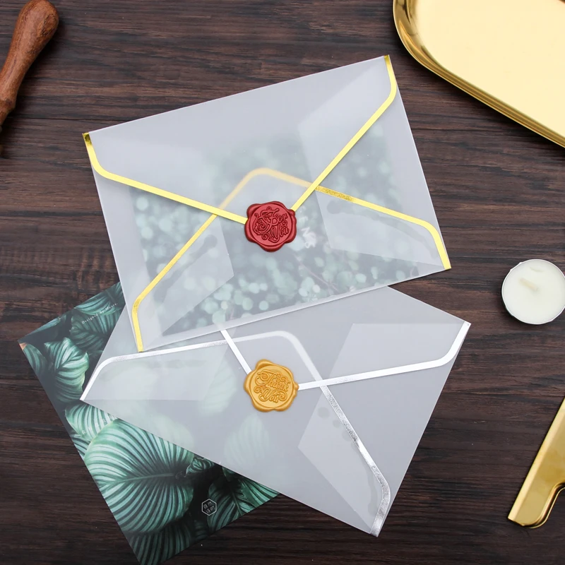  20pcs/set Transparent Paper Envelope Hot Stamping Print Thicken Paper Envelope for Invitation Anniv - 33023432466