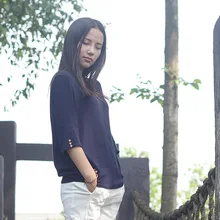 Новинка г. Женская летняя футболка мода ручной вышивкой Slim Свободный О-образным вырезом Половина рукава футболки N369