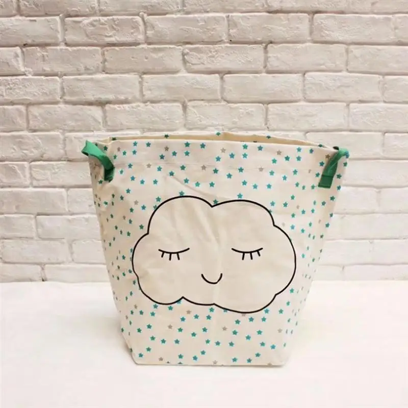 Multifunctional Cotton Linen Laundry Basket Cloud Printing Large Capacity Dirty Clothes Basket Storage For Home Bedroom Bathroom