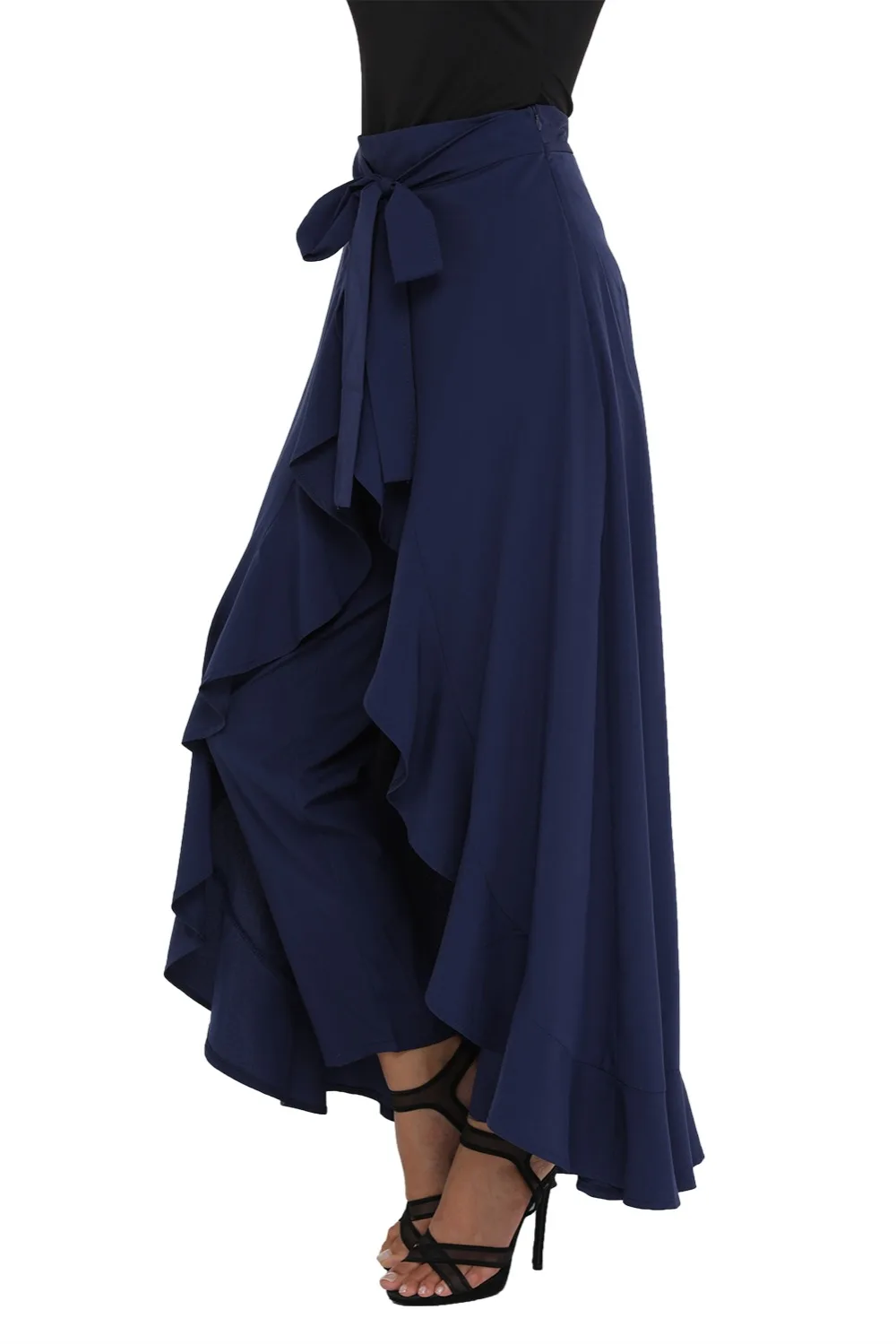 Navy-Chiffon-Tie-Waist-Ruffle-Palazzo-Pants-LC77034-5-3