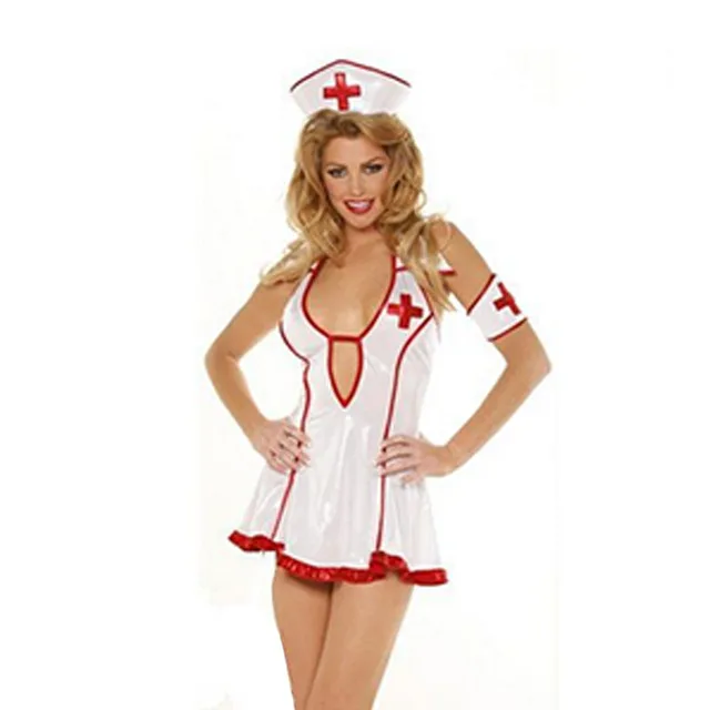 hot 2015 adult sexy lingerie halloween costume fancy dress naughty nurse uniform sexy temptation red hemline