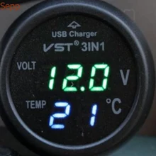 YZ Автомобиль Стайлинг Электрический термометр+ Вольтметр+ использовать зарядное устройство 2.1A 3в1 очень крутой