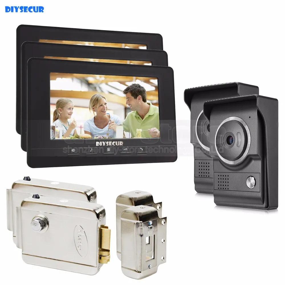 DIYSECUR 7 дюймов видеодомофон видео домофон 700TV линия ИК ночного видения HD камера +