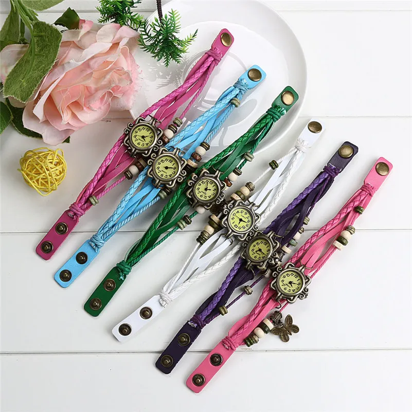 Newest Women's watches brand fashion ladies watch Weave leather band Quartz Around Lady Wrist Watches clock Bracelet Reloj M18 (5)