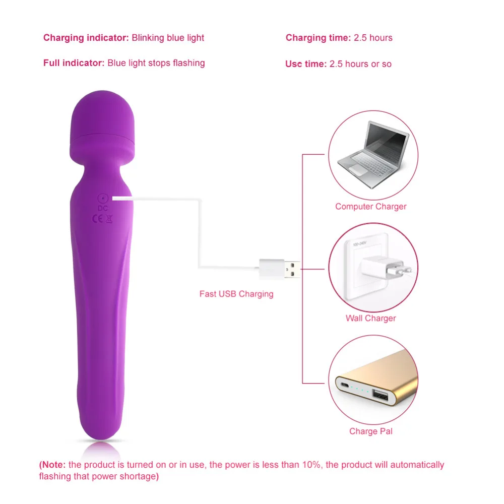 Heating Powerful Magic Wand Vibrator Oral USB Charging Clit Vibrators for Women Massager Adult Sex toys