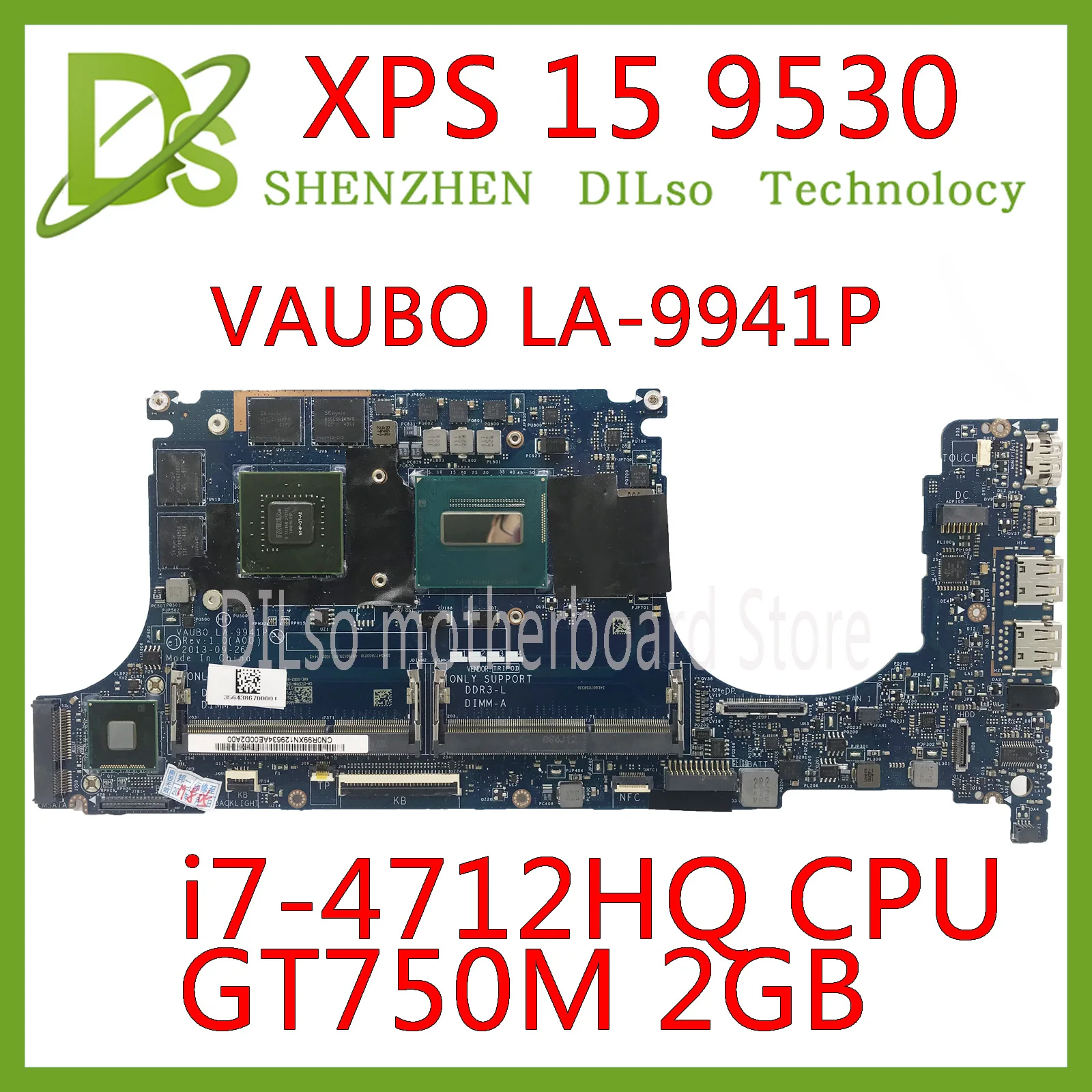 discounted KEFU CN-0R99XN 0R99XN motherboard FOR Dell XPS 15 9530 Laptop Motherboard LA-9941P i7-4712HQ CPU GT