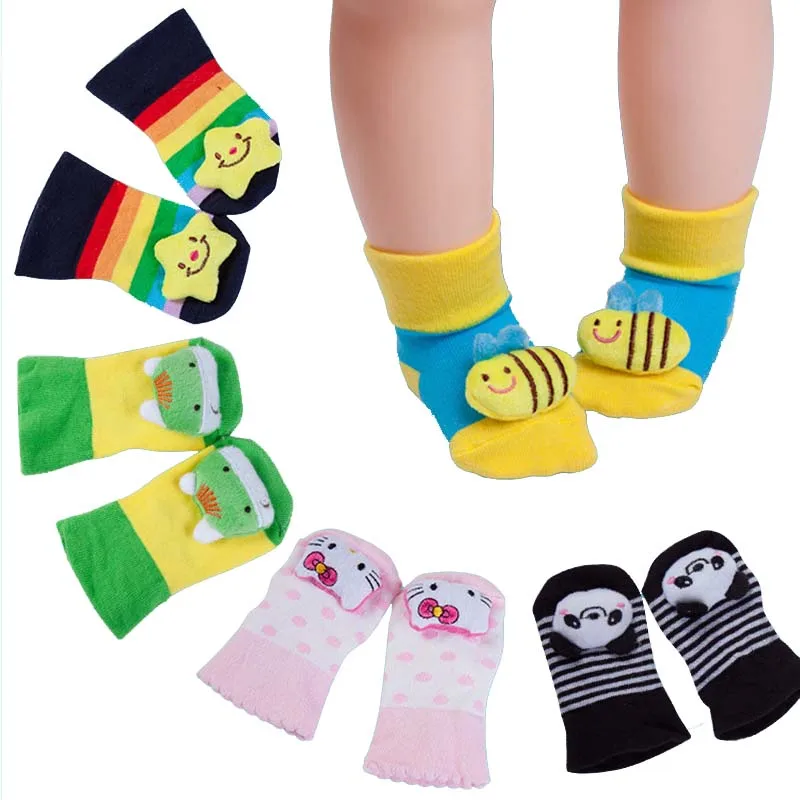 Детские носки с животными-игрушками детские Нескользящие носки для маленьких мальчиков и девочек хлопковые носки с объемными рисунками для малышей 0-18 месяцев