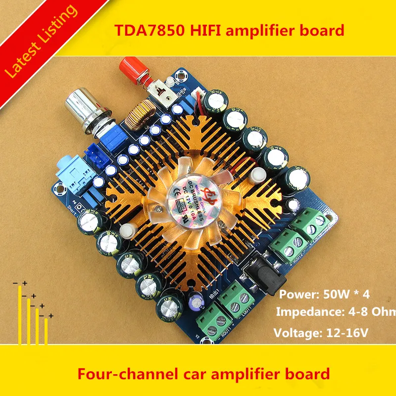 KYYSLB DC12V TDA7850 4,0 канальный мини HIFI усилитель звука для автомобиля доска 50 Вт* 4