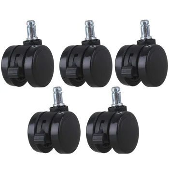

5Pcs 2Inch Metal PU Office Chair Swivel Casters Furniture Wheels Grip Ring Stem with Brake for Sofa Goods Shelf Storage Rack