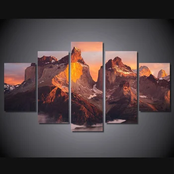 

5 Pcs/Set Framed HD Printed Alpine Rock Mountain Wall Art Print Poster Pictures Modern Canvas Painting For Kid Room
