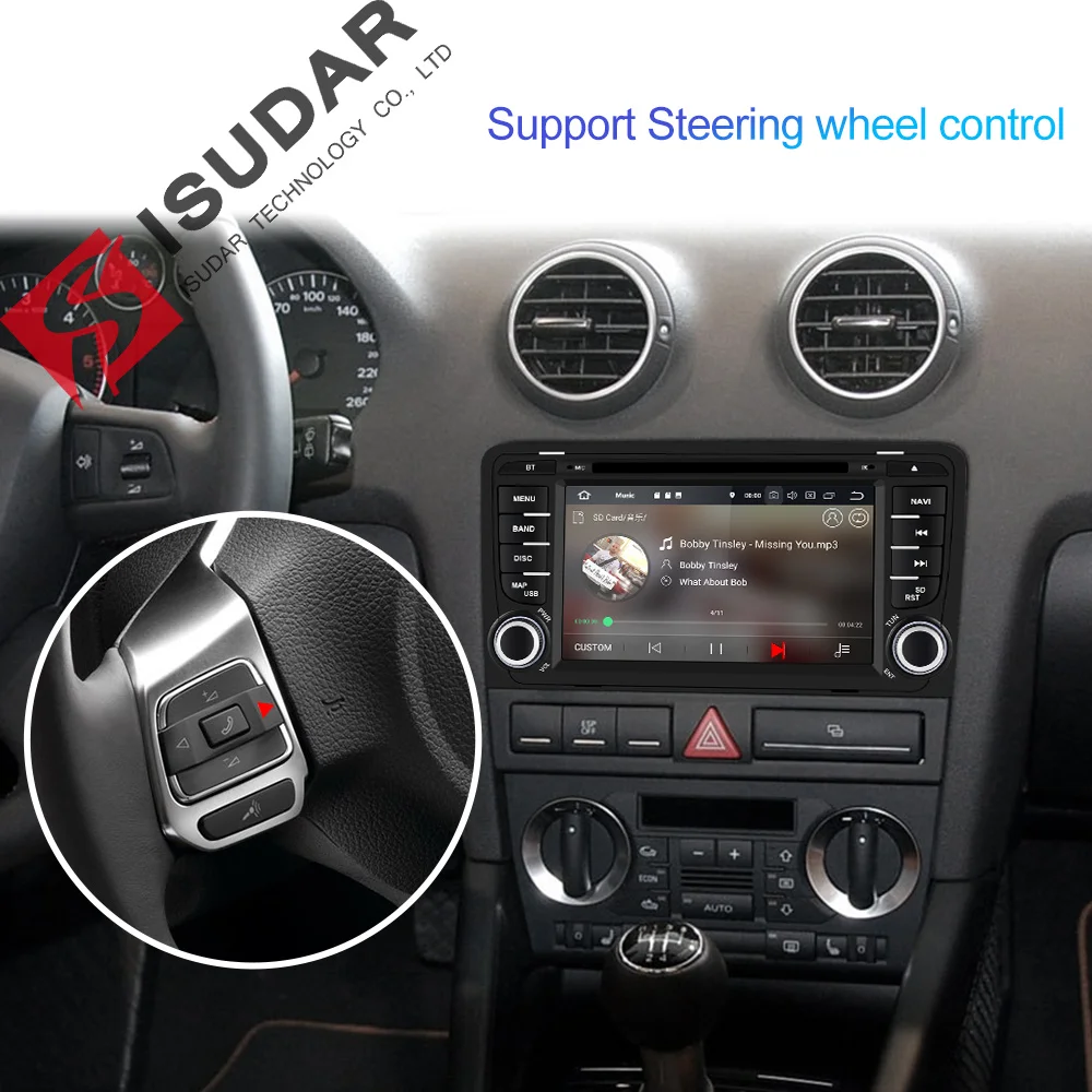 Isudar 2 din Auto Radio Android 9 For A3/S3/Audi 2002-2013 GPS Octa Core RAM 4G ROM 64G Car Multime