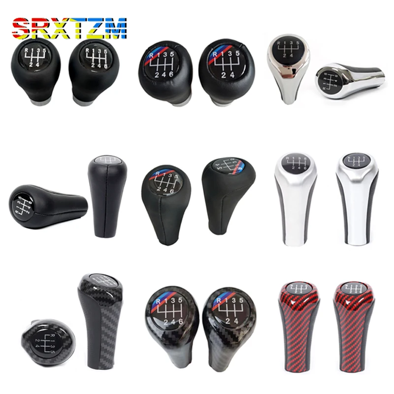

5 6 Speed Leather Car Gear Shift Knob Shifter ABS Carbon Fiber For BMW 3 5 7 Series M E36 E46 E34 X1 X3 X5 X7 Car Accessories