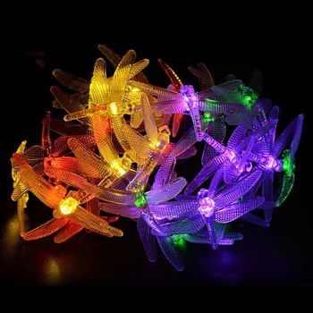 

Outdoor Solar Led String light 6M 30 Led dragonfly solar panel strip light Waterproof Garden square decoration