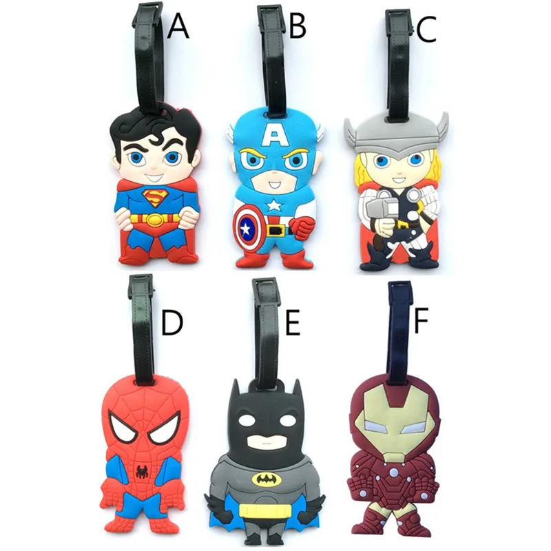 

Batman Spider Man Iron Luggage Tags Pvc Tavel cartoon Boarding Identification Baggage Labels label cards cover holder new