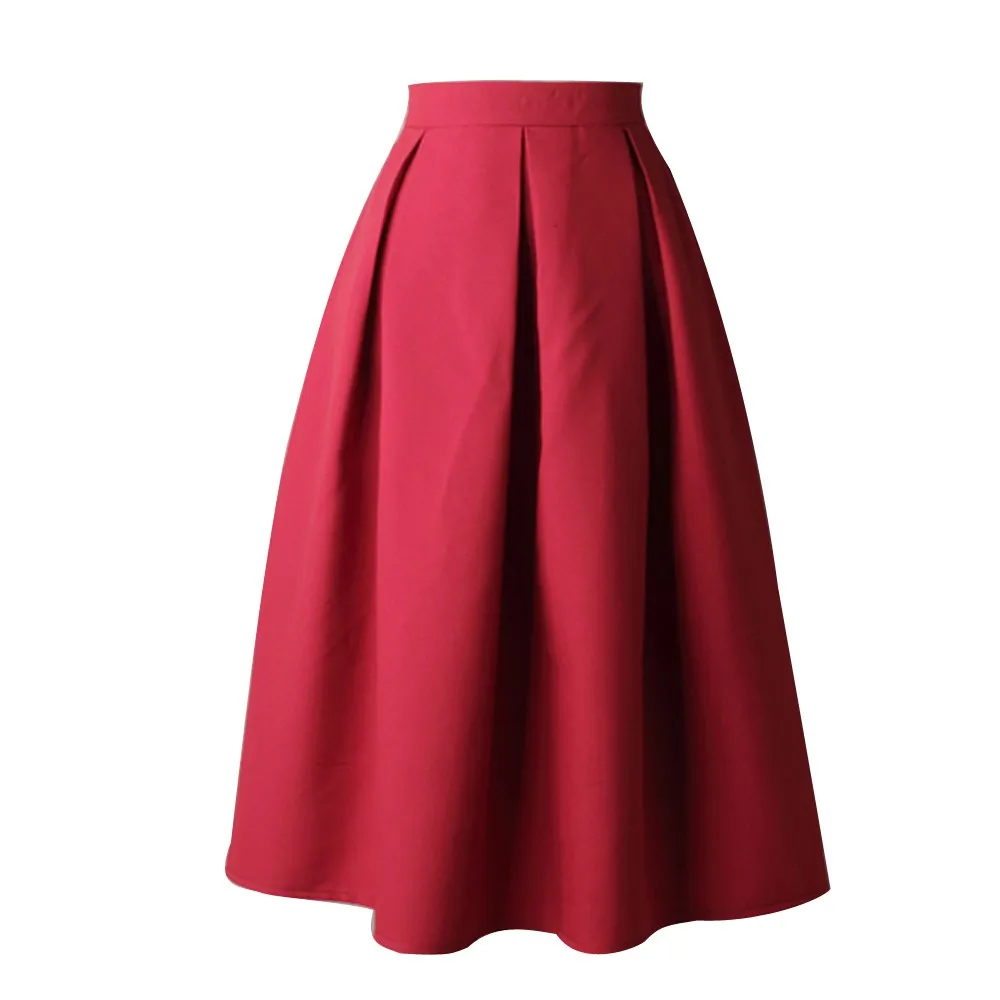 Женская высокая талия Расклешенная юбка плиссированная юбка бальное платье уличная юбка полная юбка миди
