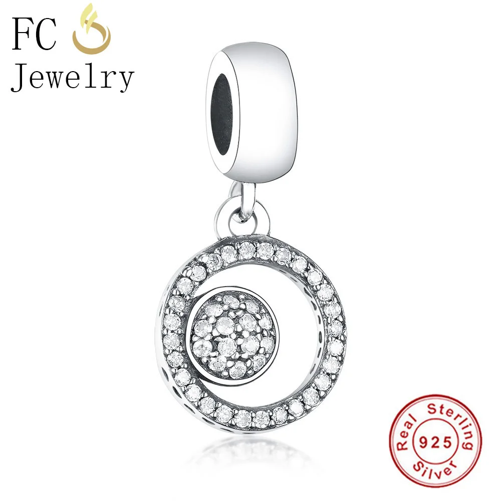 

FC Jewelry Fit Pandora Charms Bracelet 925 Sterling Silver Round Clear CZ Crystal Stone Bead Pendant For Jewelry Making Berloque