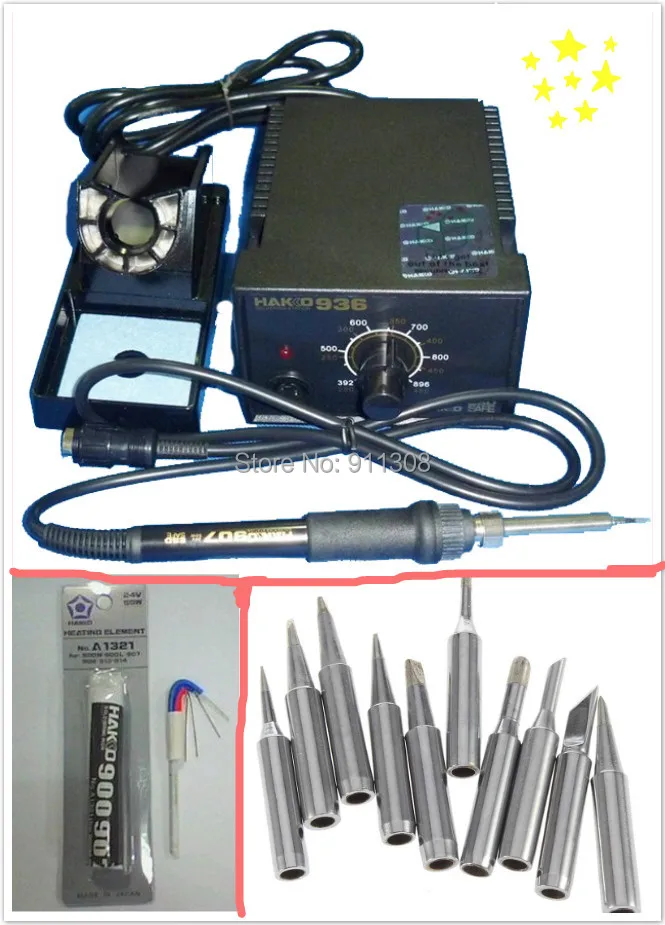 

ESD safe 220V 60w HAKKO936 soldering welding Station +heating element A1321 +10pcs Hakko soldering iron tips free shipping