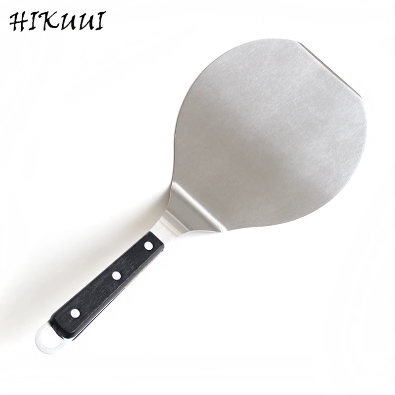 Stainless Steel Round Pizza Shovel Wood Handle Cake Transfer Tray Pizza Peel Spatula Moving Plate Holder Pastry Baking Tool
