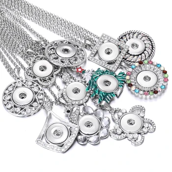 

Mix Snap Button Necklace Jewelry Rhinestone Crystal Metal Snap Pendant Necklace for Women Fit DIY 20MM 18mm Snap Buttons Jewelry