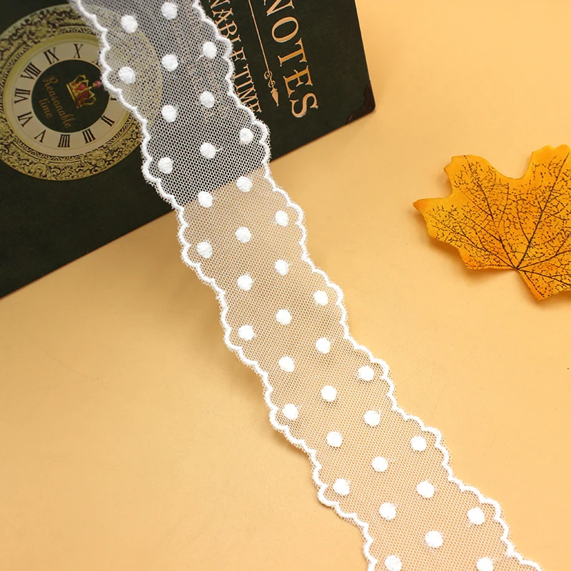 

Lace Trim 15 yard Ivory Gauze Mesh Tulle Cotton Embroidered Lace Fabric Ribbon Tapes 4.5cm 1.7in wide 108150QL4K151