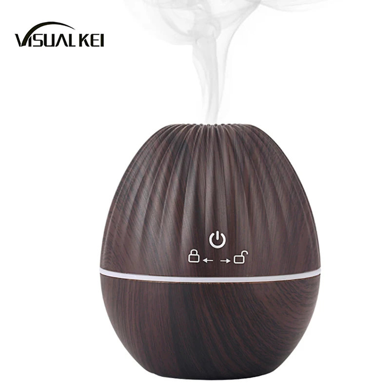 

New Rugby USB Wood Grain Essential Oil Diffuser Ultrasonic Humidifier Household Aroma Aromatherapy Mist Maker with LED