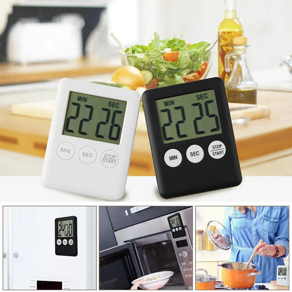 

1pcs 8 Colors Super Thin LCD Digital Screen Kitchen Timer Square Cooking Count Up Countdown Alarm Magnet Clock Temporizador