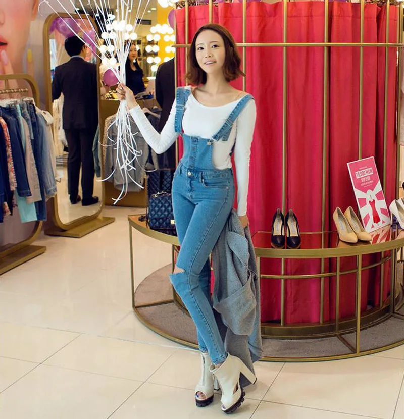 

Summer style women denim jumpsuit 2018 macacao feminino vintage rompers womens jumpsuit jeans with holes women overall playsuit