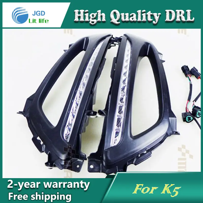 Free shipping 12V 6000k LED DRL Daytime running light case for KIA K5 2011 fog lamp