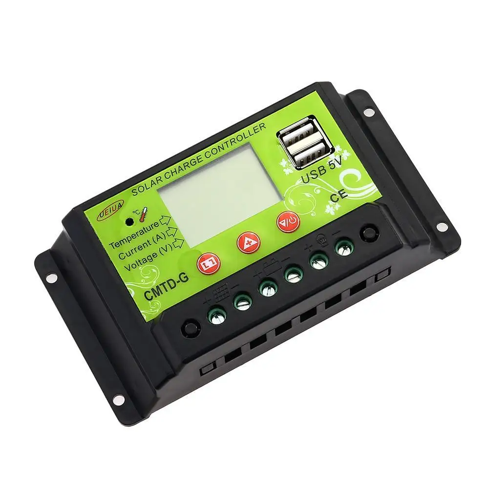 PWM 10A/20A Гибкий контроллер заряда солнечной панели 12 В 24 в ЖК дисплей USB 5 регулятор
