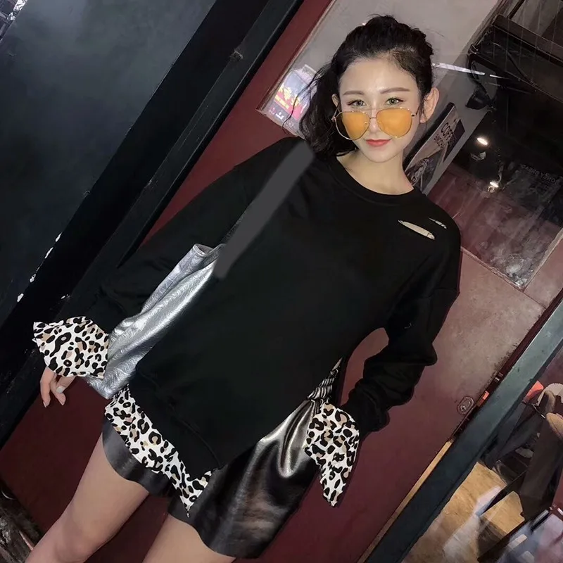 TWOTWINSTYLE Открытое платье из кусков, пуловер, топы, женские, с расклешенным рукавом сбоку длинный пуловер для Для женщин Демисезонный Мода