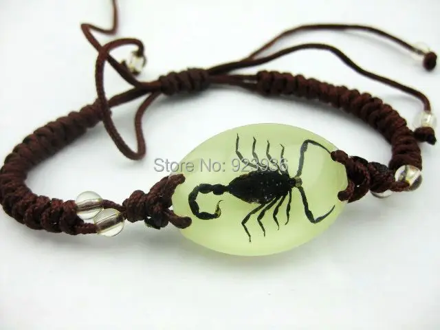 3 шт настоящий светящийся черный браслет-Скорпион браслет «насекомое» подарок микс веревочный браслет