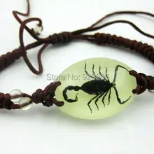 3 шт настоящий светящийся черный браслет-Скорпион браслет «насекомое» подарок микс веревочный браслет
