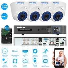Owsoo 1080n DVR 4CH 720 P AHD купольную обнаружения движения Ночное видение CCTV Камера безопасности Камера Системы наблюдения Наборы 1 ТБ