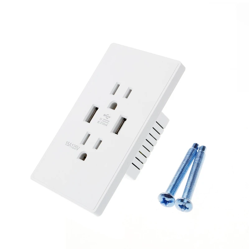 

High Speed Wall Socket US Plug Dual USB Port Charger Outlet Resistant AC Plate Panel #Aug.26